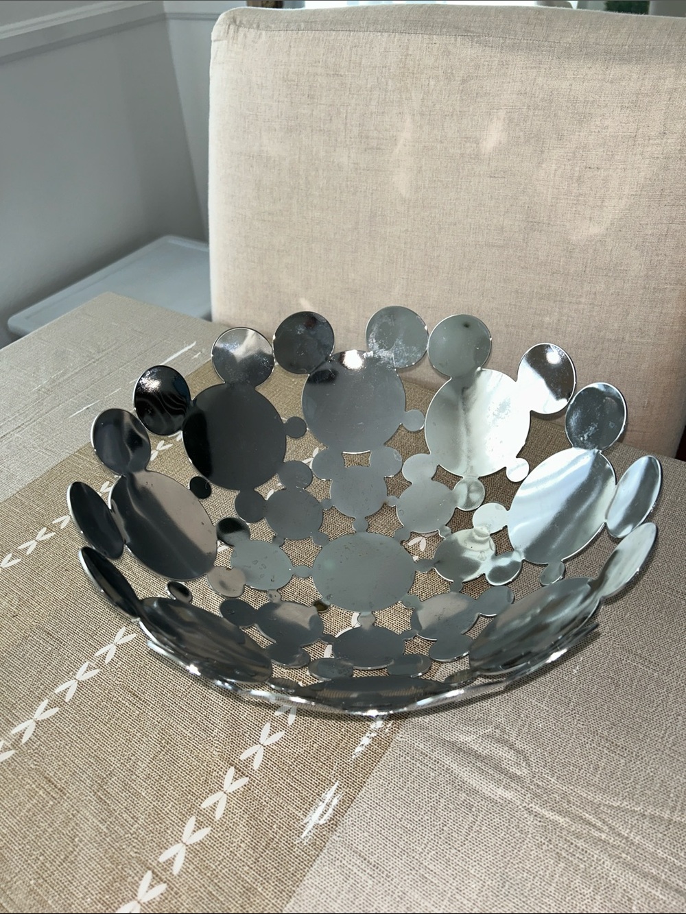 Disney Parks Silver Mickey Mouse Metal Fruit Bowl Basket